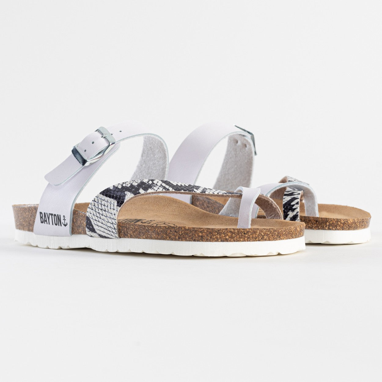 Diane White and Silver Toe-Thong Sandals