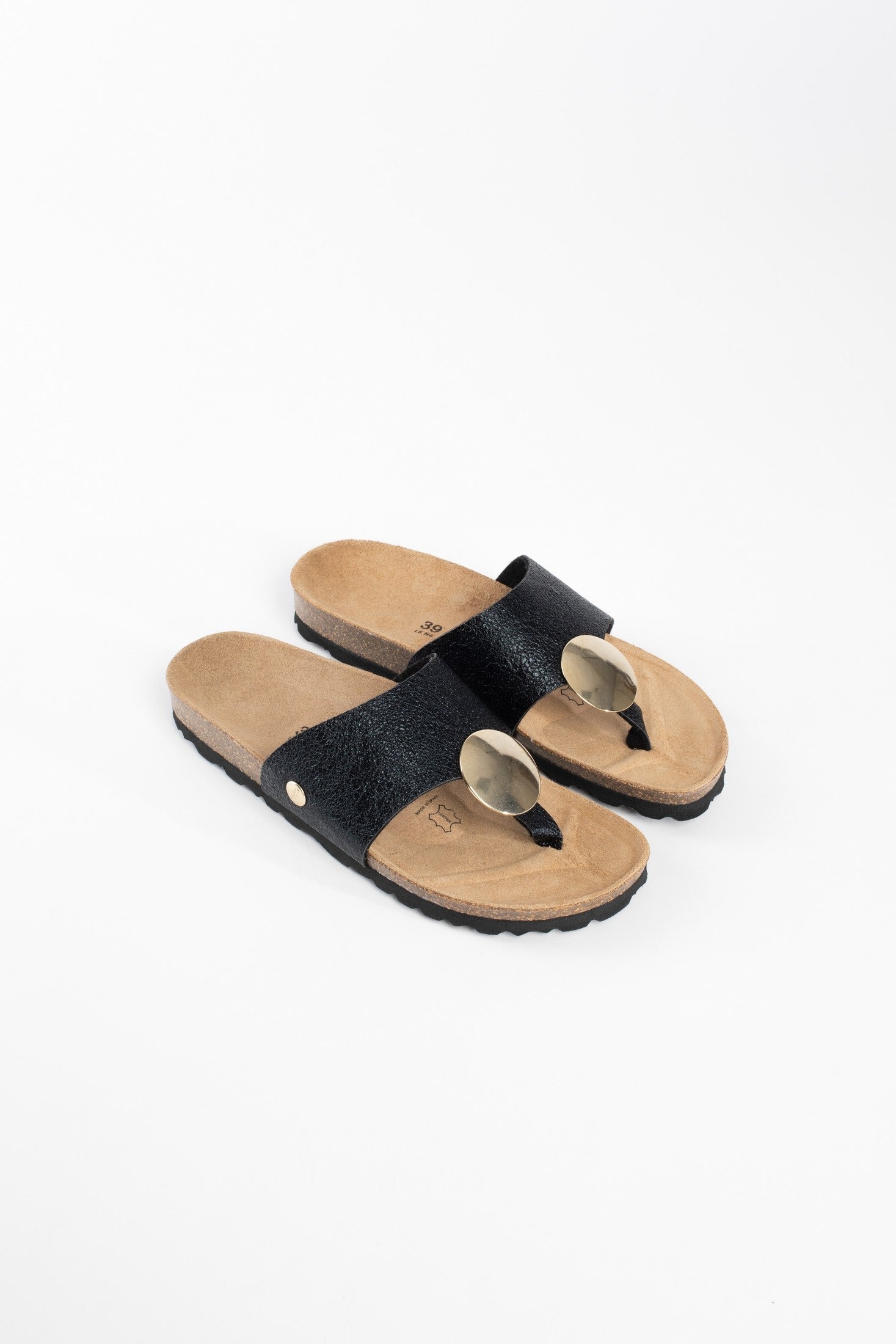 Galante 1 Strap Black Toe-Strap Sandals