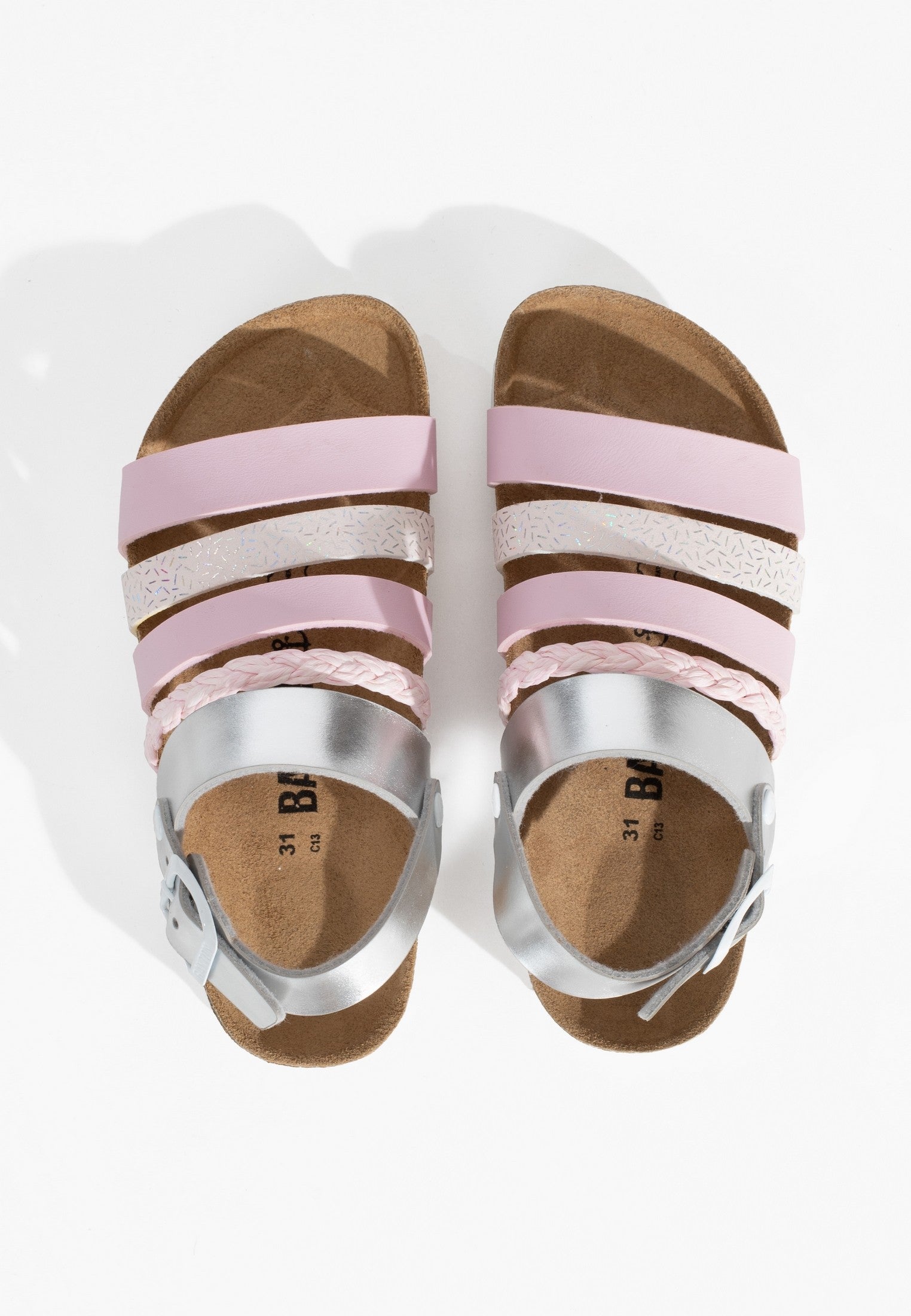 Joy Pink and Silver Multi-Strap Sandals