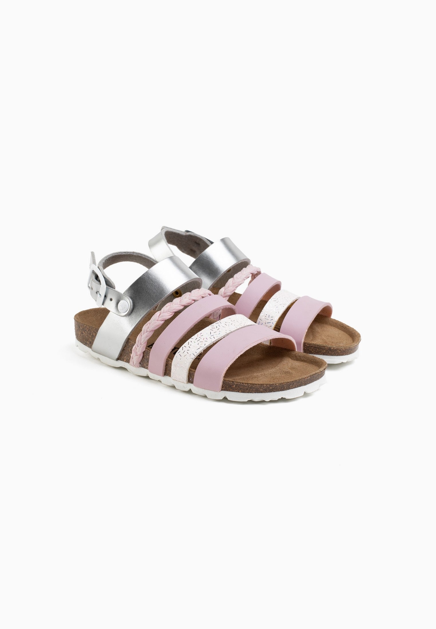 Joy Pink and Silver Multi-Strap Sandals