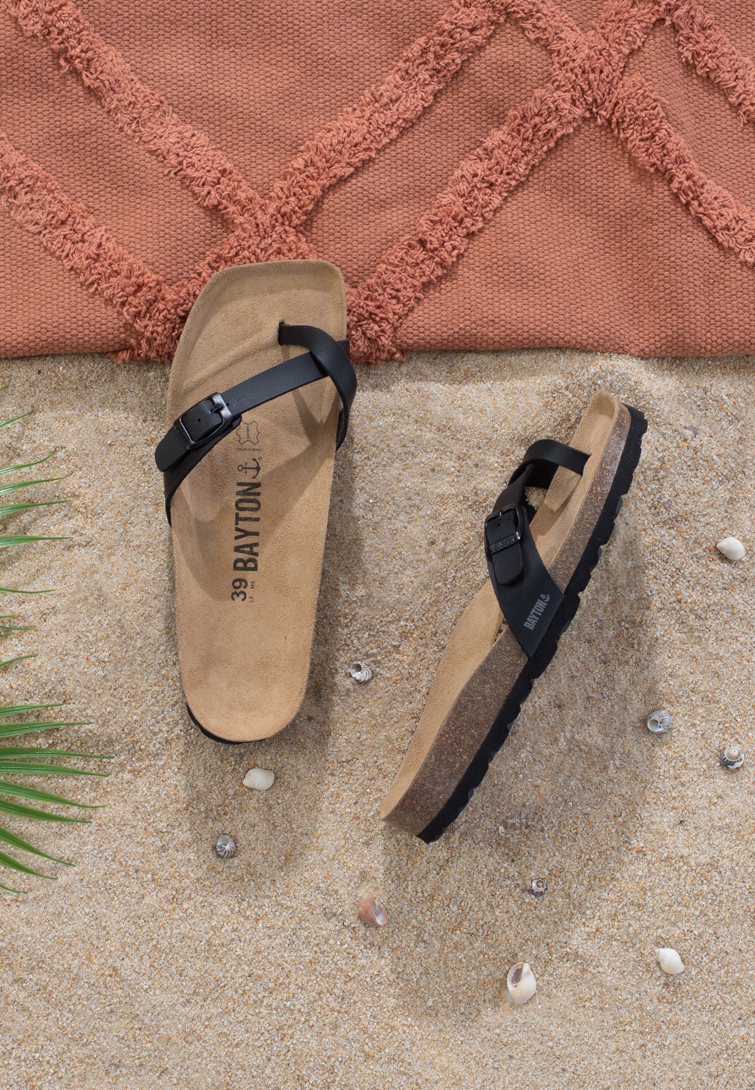 Black Junon Toe-Strap Sandals
