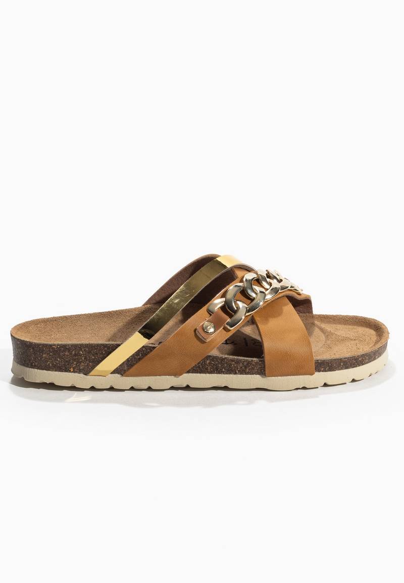 Sandales-Magritte-Camel-et-Doré-Multi-Brides-Bayton-femme