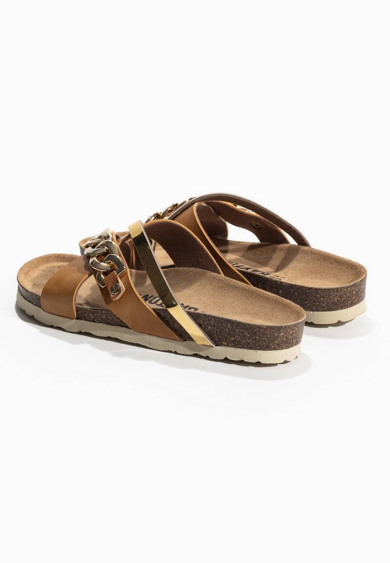 Sandales-Magritte-Camel-et-Doré-Multi-Brides-Bayton-femme