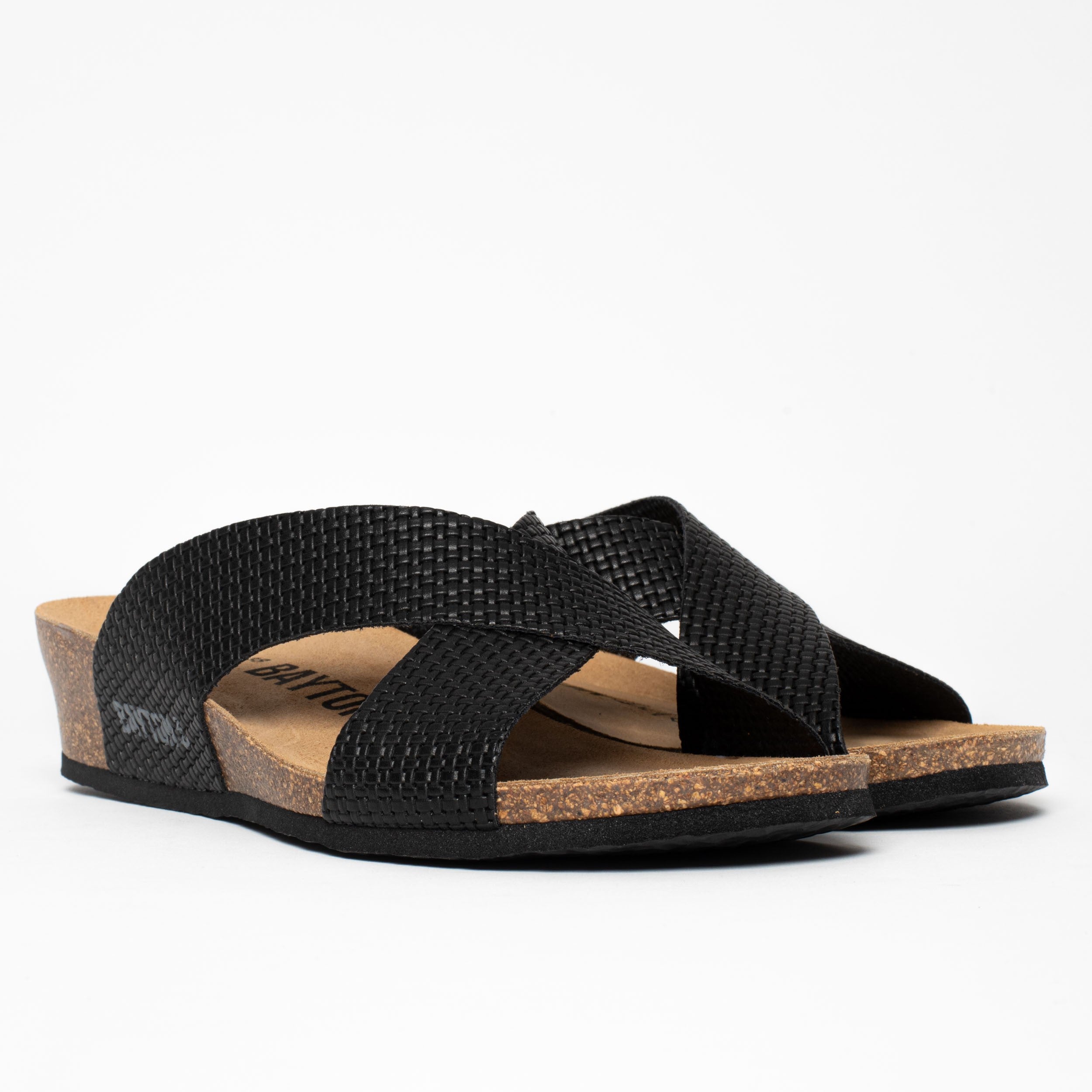 Sandalias Marta Cuña Y Semicuña Negro
