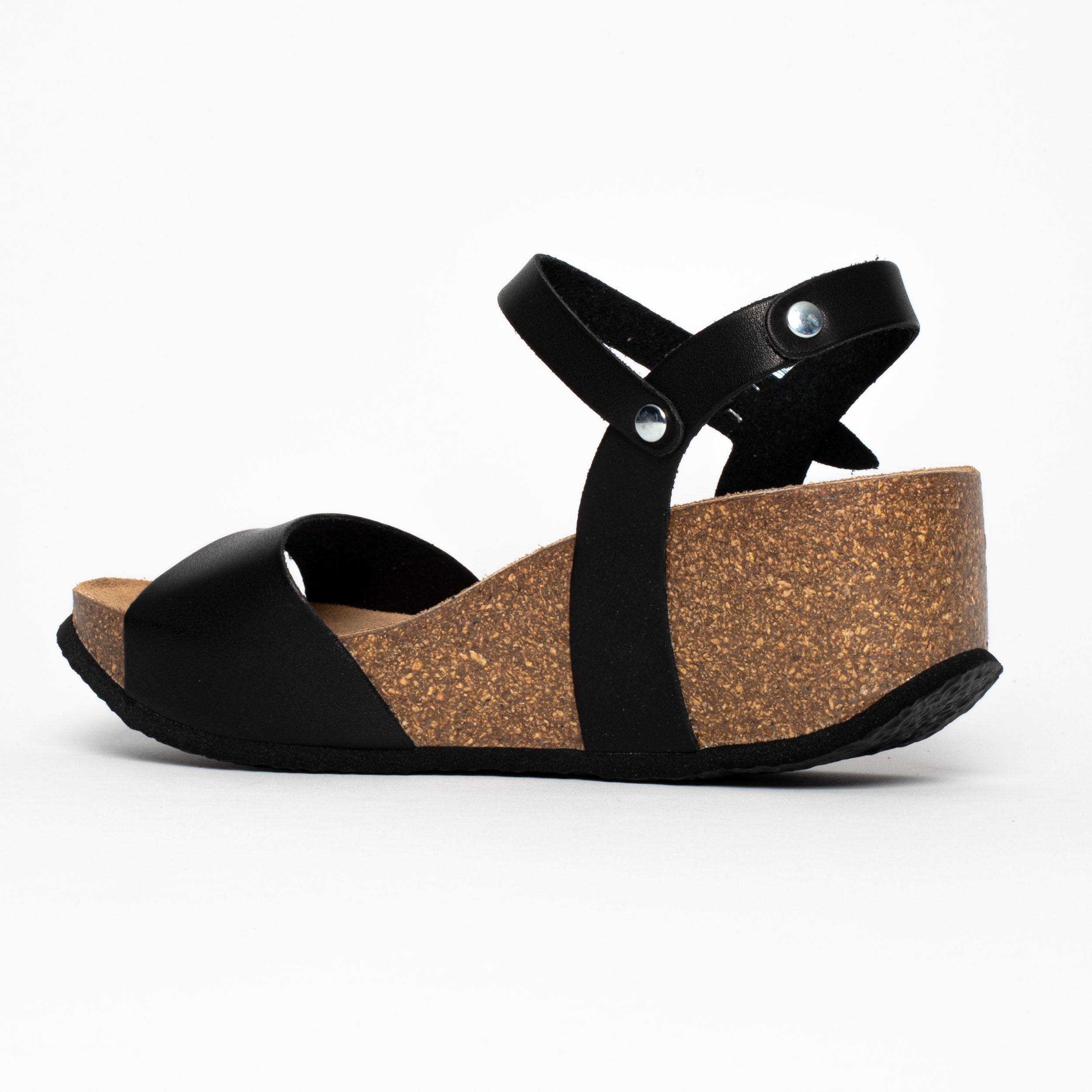 Sandalias Maya Cuña Y Semicuña Negro