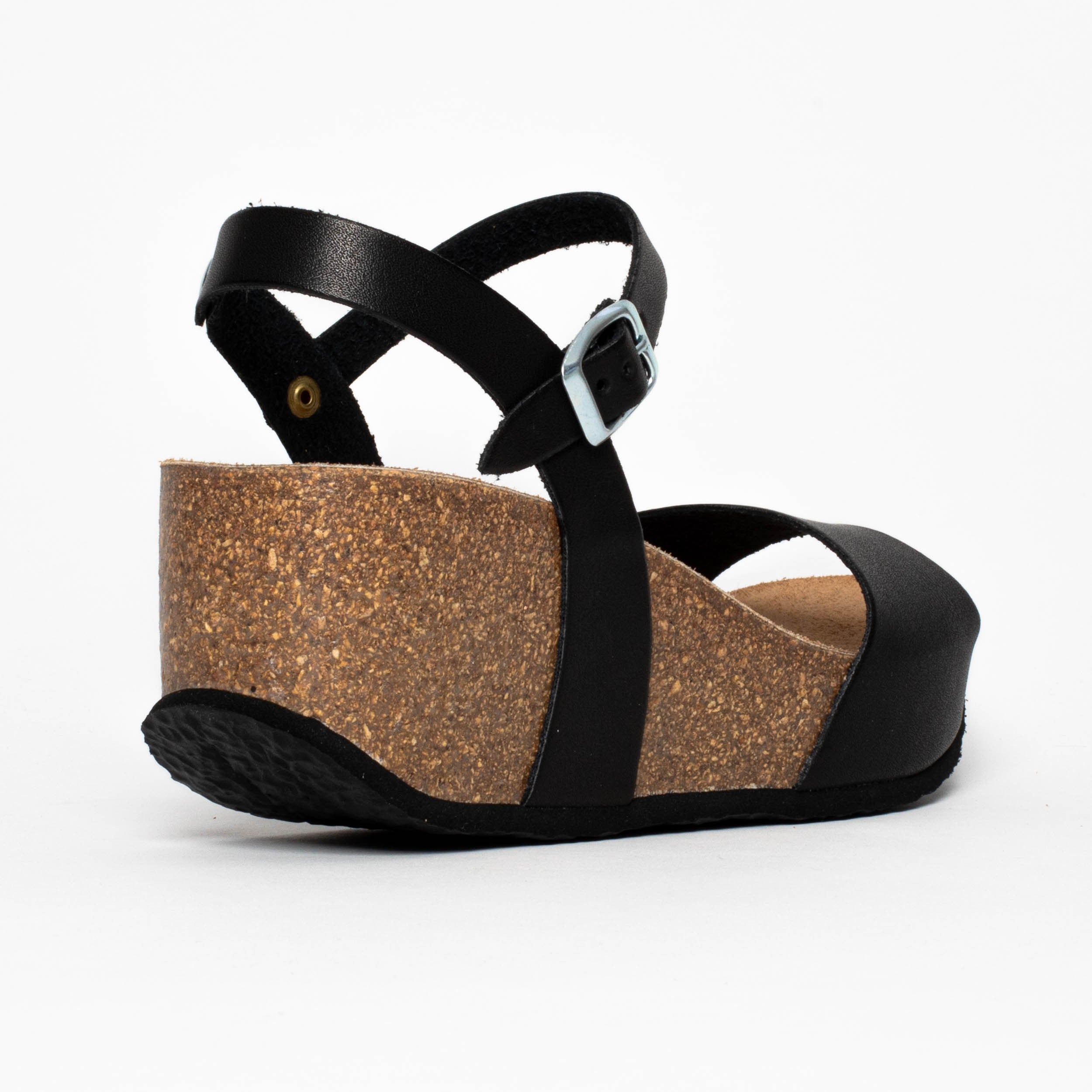 Sandalias Maya Cuña Y Semicuña Negro