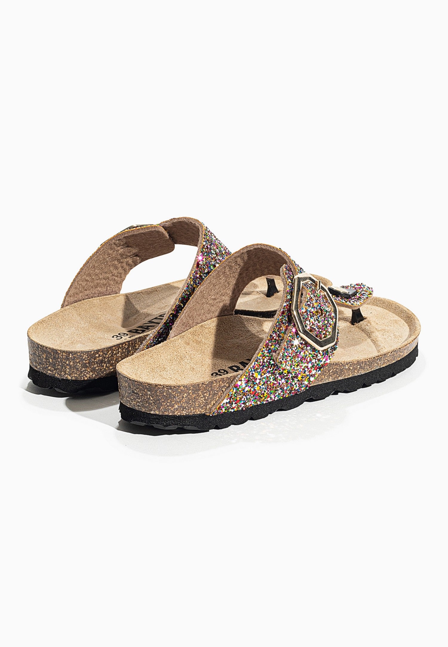 Multi-Colored Glitter Mercury Sandals with Toe Post