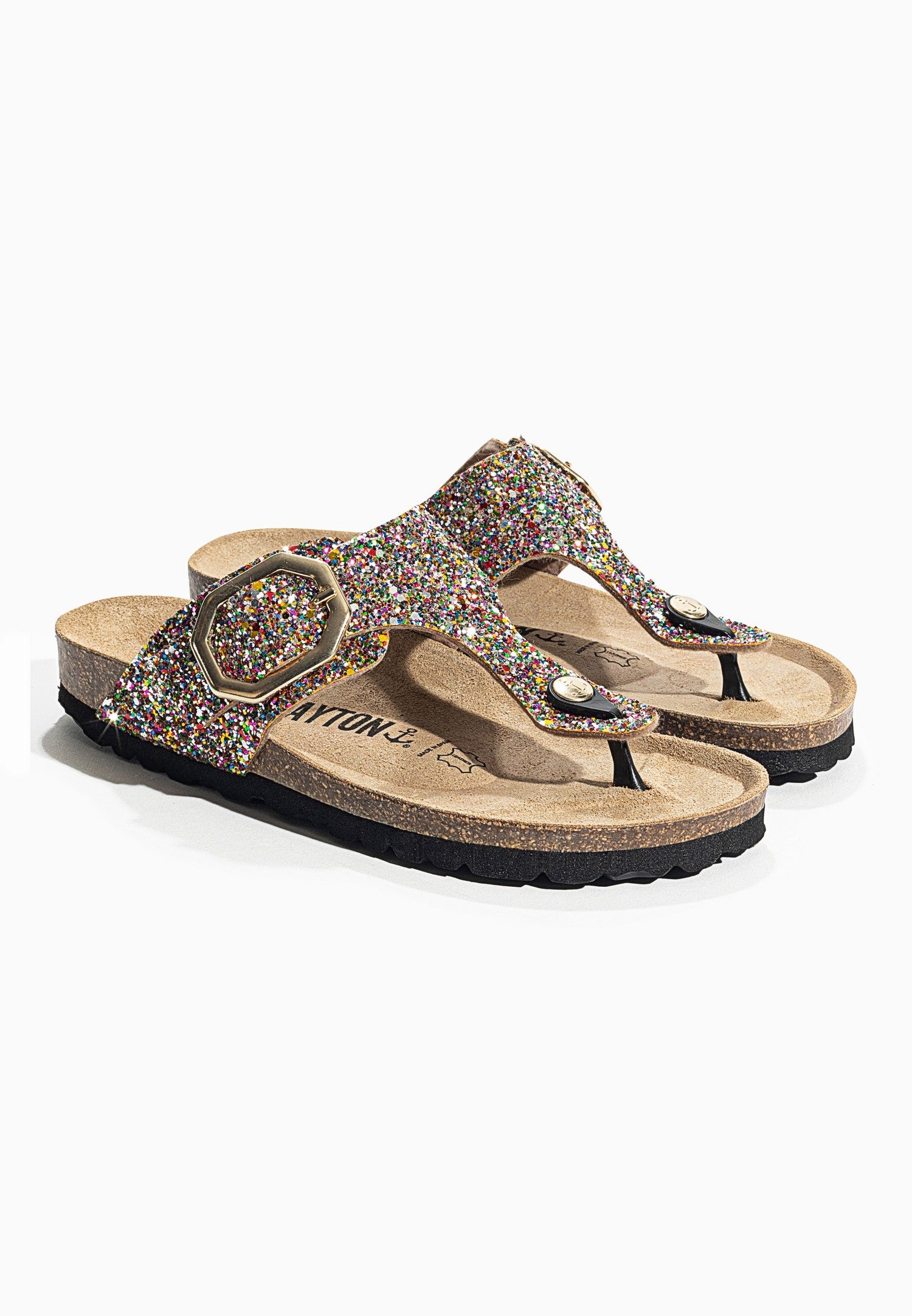 Multi-Colored Glitter Mercury Sandals with Toe Post