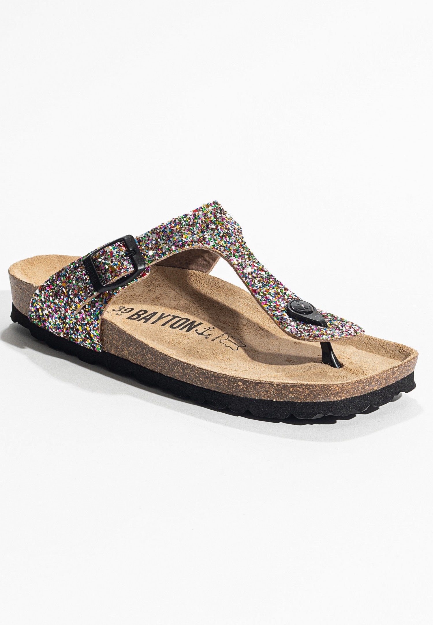 Multi-Colored Glitter Mercury Sandals with Toe Post