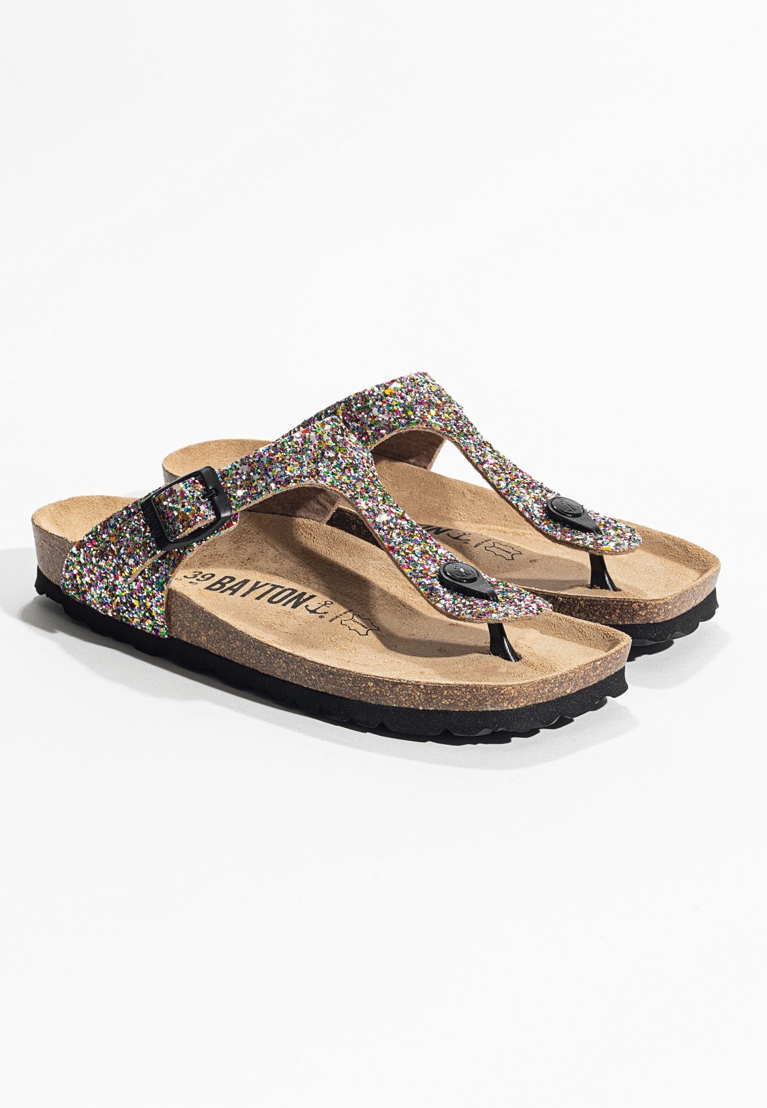 Multi-Colored Glitter Mercury Sandals with Toe Post