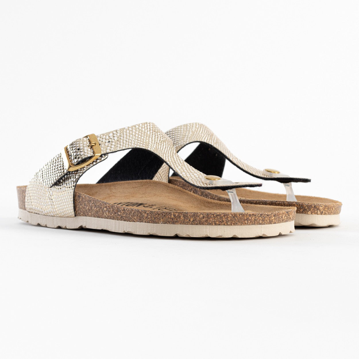 Light Gold Mercury Toe-Thong Sandals