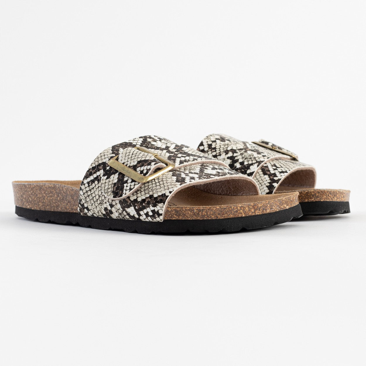 Sandales 1 Bride Orense Noir Et Beige Python
