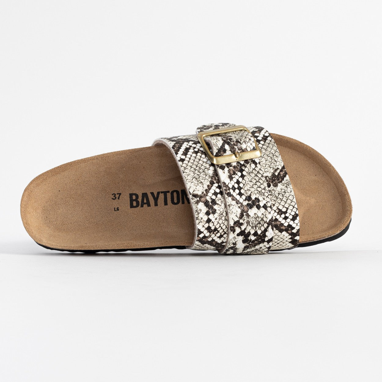 Sandales 1 Bride Orense Noir Et Beige Python
