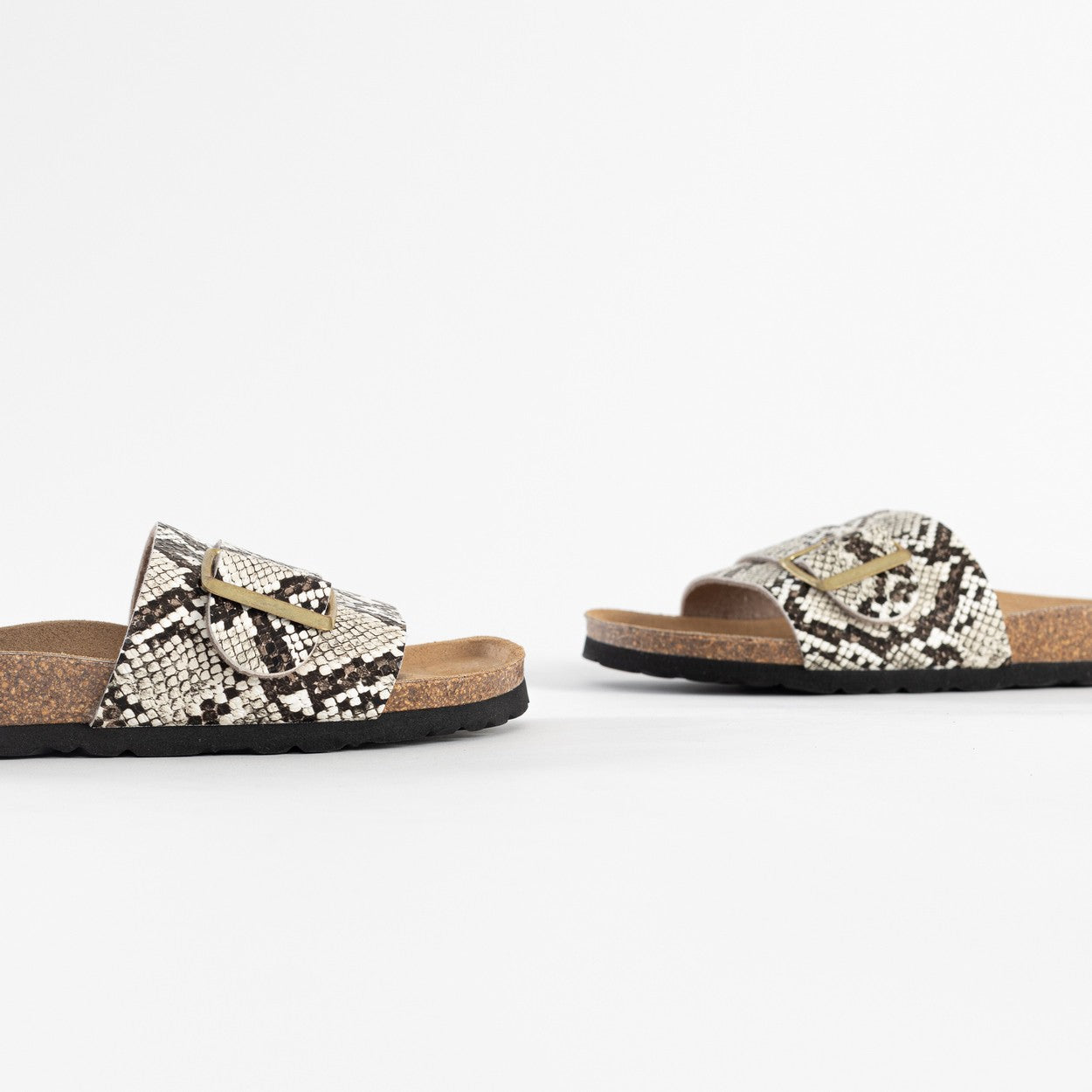 Sandales 1 Bride Orense Noir Et Beige Python